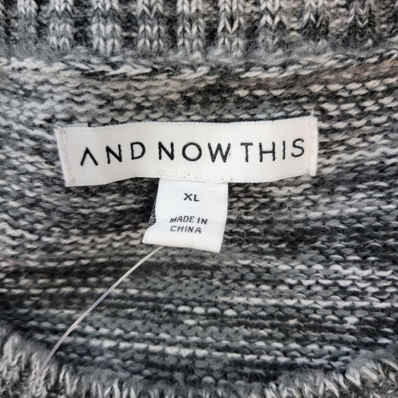 And Now This Mens Sweater XL Pullover Marled Gray Crewneck - Picture 2 of 10